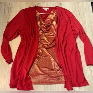 Jaclyn smith collection gold Red long sleeve shirt top